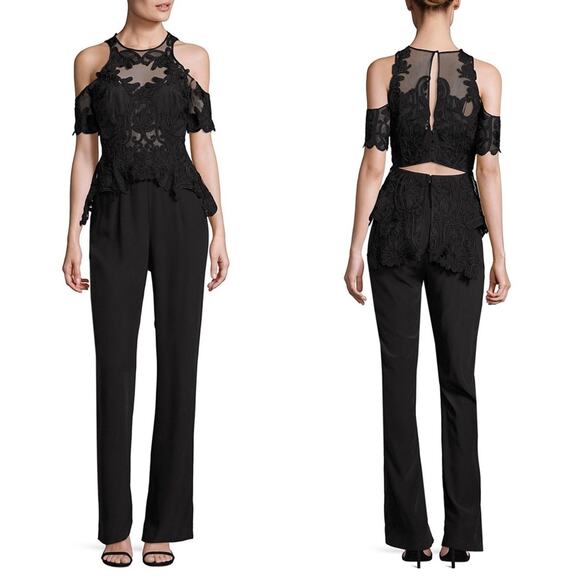 Thurley Empire Secret Garden Silk Cold Shoulder Jumpsuit in Black Size 10/US 6 - Picture 1 of 9
